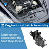 Black metal bonnet latch assembly with spring mechanism for toyota prius 2009-2015 shown from back side