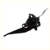 Black metal bonnet latch for Toyota Hilux Revo 2015-2023 with spring mechanism and lever handle close-up view