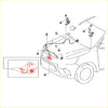 Exploded view of red-colored headlight assembly with detailed labels for bonnet latch on toyota hilux single cab 2015-2024