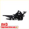 Black plastic bonnet latch lock for right-hand drive toyota hilux revo 2015-2017 shown from back side
