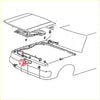 Red plastic bonnet latch striker lock with integrated mounting brackets and fasteners for mitsubishi triton l200 1986-1996
