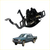 Black metal bonnet latch striker lock with spring and lever for mitsubishi triton l200 1986-1996 beside green pickup truck