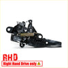 Black plastic and metal right-hand drive bonnet latch striker lock with visible coil spring for toyota hilux 2004-2015