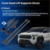 Black metal front hood lift support struts for toyota tacoma and 4runner 2024-2025 shown from the back side