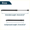 Black metal bonnet lift supports for toyota fj cruiser 2007-2010 showing extended and compressed lengths