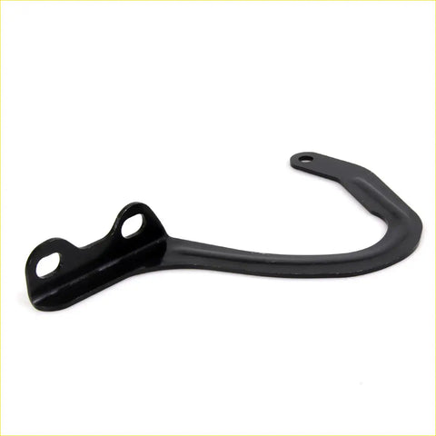 Black metal bonnet lock hinge handle with curved design and two mounting holes for toyota hilux 4runner models