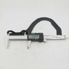 Black-handled digital caliper with stainless steel jaws measuring 7.127 mm for bonnet lock hinge left toyota hilux 1988-1997