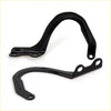 Black metal bonnet lock hinge lh brackets with smooth curved design and mounting holes for toyota hilux 88-97