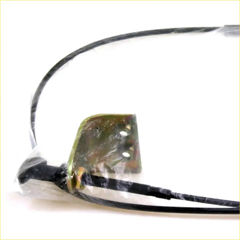 Black bonnet release cable for Nissan Datsun 521 1968-1973 with a metallic rectangular connector showing multiple holes