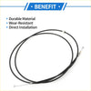 Black rubber-coated bonnet release cable with metallic ends and connectors for toyota ritz 2010-2013 model