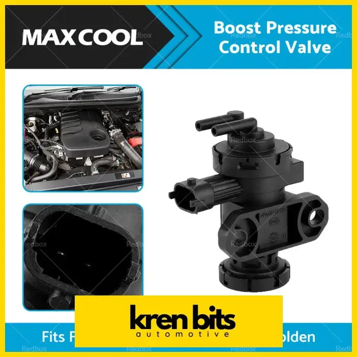 Black plastic boost pressure control valve solenoid with three threaded ports and mounting base for mazda bt50 ford