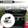 Black and silver boot latch actuator for toyota sequoia 2001-2007 showing back side with cables