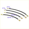 Black rubber brake hoses with brass fittings in 17 inch and 13.5 inch for nissan datsun 620 1972-1979