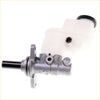 Silver brake master cylinder for Toyota Hilux KUN26 SR5 A/T 2012-2015 with translucent white reservoir and black caps