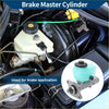 The brake master cylinder reservoir for Toyota 4Runner features a translucent light blue plastic tank with a black cap and metal base