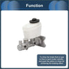 Brake master cylinder with white plastic reservoir and black cap on silver bracket for 1980-1995 toyota 4runner