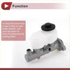 Gray metal brake master cylinder with white plastic reservoir and black cap for toyota avalon 2000-2004