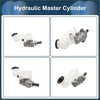 Gray metallic hydraulic brake master cylinder with white plastic reservoir and black caps for toyota echo 2000-2005