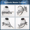 White plastic reservoir with black cap mounted on silver brake master cylinder body for toyota hilux 1988-1997