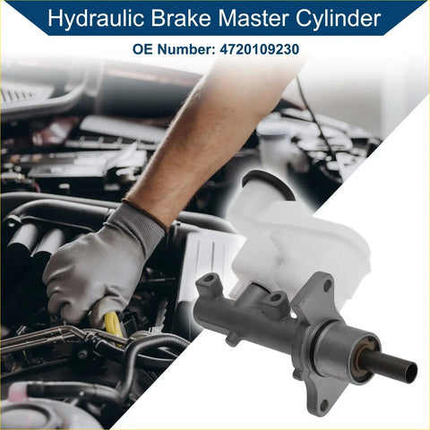 Gray metallic hydraulic brake master cylinder with white plastic reservoir cap for Toyota Hilux 2005-2016