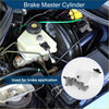 Gray brake master cylinder with translucent white reservoir and black cap installed in toyota hilux engine bay 2005-2016
