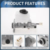 Silver metal brake master cylinder with white plastic reservoir and black cap for Toyota Hilux V 1988-1997