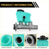 Turquoise plastic and metal brake master cylinder with black rubber cap for toyota land cruiser 1995-1998