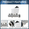 Silver metallic brake master cylinder with translucent reservoir and black caps for toyota land cruiser