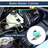 Teal plastic and metal brake master cylinder with black cap for toyota land cruiser shown from the back side