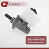 White plastic reservoir attached to metallic brake master cylinder for toyota land cruiser prado shown from back side