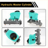 Turquoise plastic reservoir brake master cylinder with gray metal body and black caps for toyota landcruiser 1996 2003