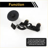 Black and white brake master cylinder for toyota pickup 1981-1988 with threaded fittings and rubber hose attachment