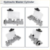 Silver metallic hydraulic brake master cylinder with white plastic reservoir and black cap for toyota rav4 1996-1997