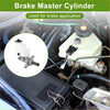 White plastic brake master cylinder with black cap and metallic parts for Toyota RAV4 2013-2018 shown from back side