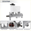 Silver metal brake master cylinder with white plastic reservoir cap for 2001-2007 toyota sequoia