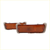 Pair of amber rectangular bumper side marker lights with white plastic housing and brackets for isuzu faster kb kbd