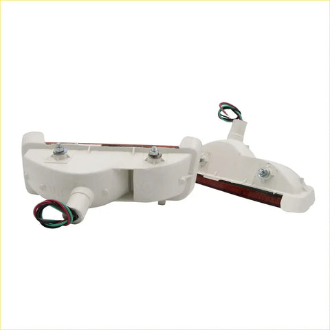 Backside of white plastic bumper lightset with red led strip and green red wires for Isuzu Faster KB KBD