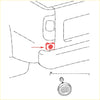 Red rectangular car door handle cover with textured grid pattern for bumper reflector on toyota hilux and 4runner models