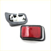 Black plastic rectangular trailer tail light with red reflector and white mounting for bumper reflectors toyota hilux 1997-2005 back side