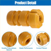 Yellow polyurethane bushing with ribbed texture and central hole for bumper strut shock bump stop on toyota echo 2000-2002