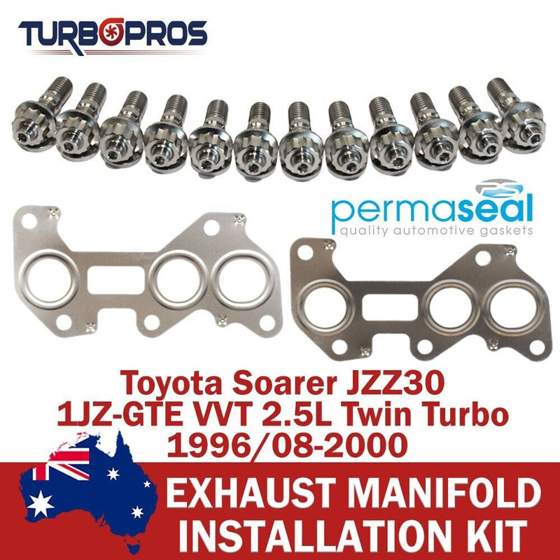 Toyota Soarer 2.5L Twin Turbo Permaseal Manifold Titanium Stud&Gasket Kit