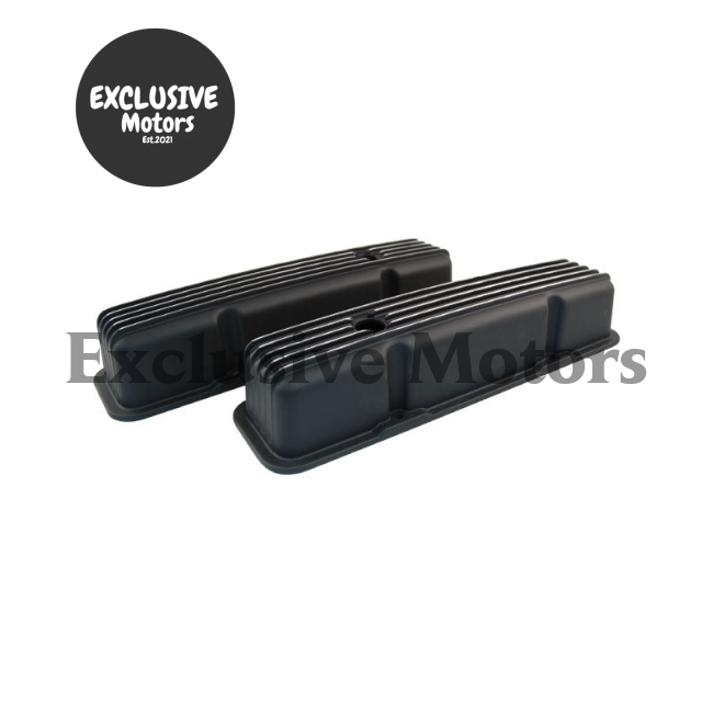 Chevy 283-400 Black Finned Aluminum Valve Covers Tall (1955-2002)