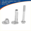 Silver metal toe link camber alignment bolt with threaded shaft flanged base washer and nut for toyota rav4 2000-2005