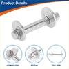 Silver metallic camber alignment bolt with flanged heads and threaded shaft for toyota tacoma 1996-2004 with 2 nuts