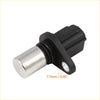 Black and silver camshaft position sensor for Toyota Echo 2000-2005 with metallic tip and plastic housing shown from back side