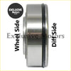 Silver metallic differential side bearing with black rubber seal for capri 3.0 atlas axle standard axle use