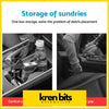 A sleek black plastic car armrest storage center console tray box with built-in compartments for Toyota cars