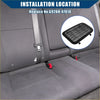 Black mesh car seat backrest pad with grid pattern and small feet for secure placement on toyota prius battery filter back side