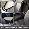 Black plastic car center console armrest cover for toyota land cruiser with textured interior and tight secure straps