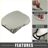Gray fabric car seat cover with black trim and tight straps for toyota land cruiser armrest console brown model